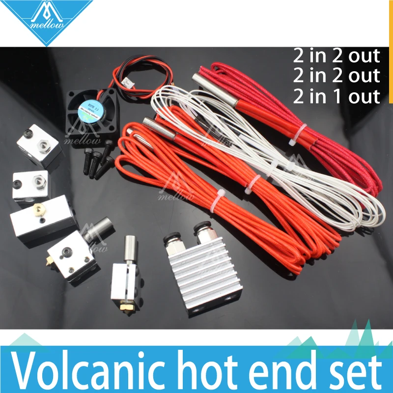 3D Printer Cyclops and Chimera Extrusion 2 in 1 out hotend Multi Color Extruder kit+ block kit+Volcano nozzle hot end kit