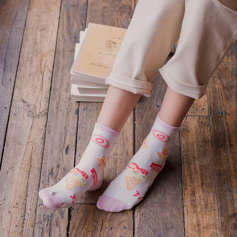 [COSPLACOOL] Harajuku, креативные японские забавные носки, клубника, молоко, носки для завтрака, женские теплые носки с мультяшными животными, Calcetines Mujer