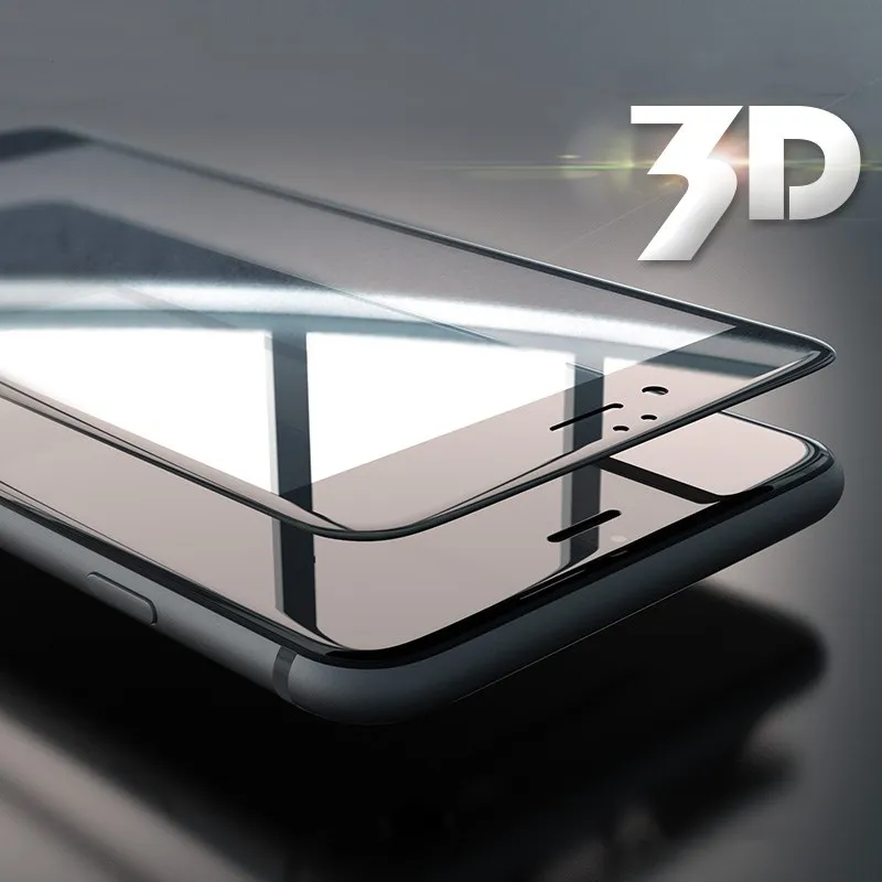 10 шт./лот 3D закаленное стекло с закругленными краями для iPhone X 7 8 plus 0,3 мм 9H Защита экрана для iPhone 6 7 8 X пленка из углеродного волокна