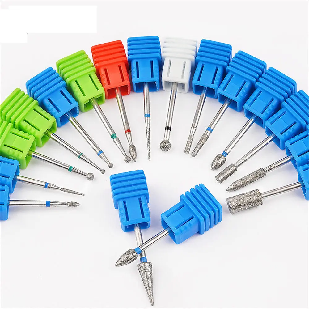 

17 Types Diamond Nail File Drill Bit Tungsten Steel 3/32'' Burr Milling Cutter Manicure Electric Accessories Grinding Cutter 1PC