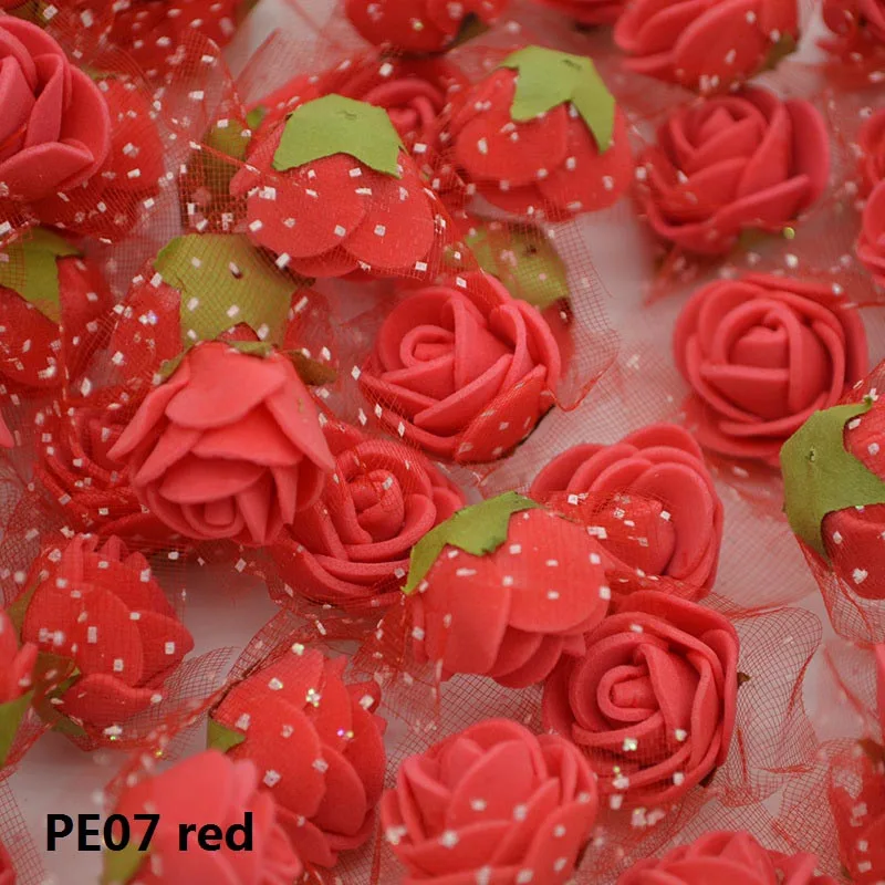 50 шт./лот, красочные искусственные розы, цветы, голова, ручная работа, сделай сам, свадебное украшение для дома, многофункциональное кружево, ПЭ пена, роза, для вечеринок - Цвет: red
