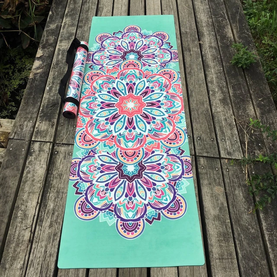 Nice design flower Natural Rubber Yoga Mat eco friendly slip resistant