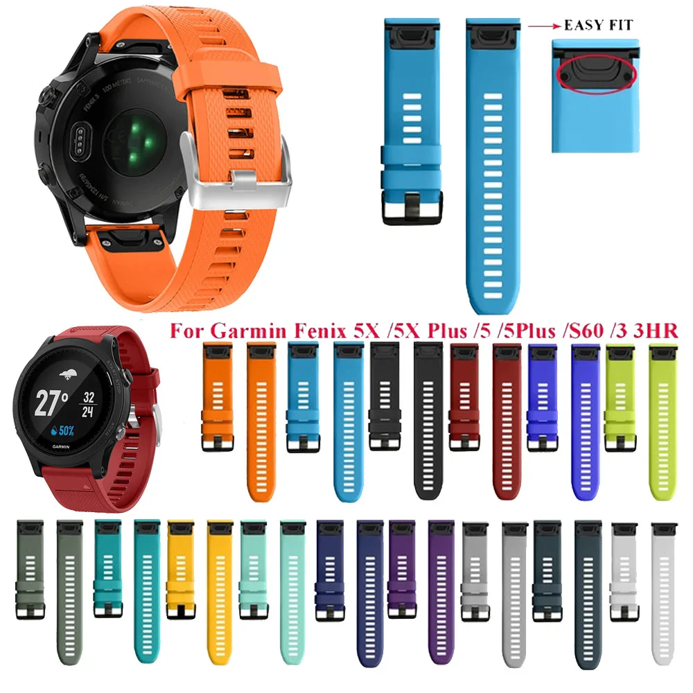 

20 22 26 mmWatch band Quick Release Wrist Band Watch Strap for Garmin Fenix 5 5X 5SPlus forerunner 935 Watchband Sports Silicone