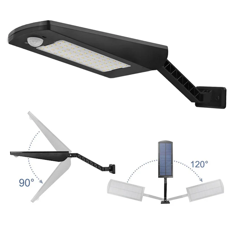 

66 led Solar Lamp Wall Light Garden 1000LM light Outdoor Waterproof Wall Two Angles Rotable Pole Solar Light motion three Mode
