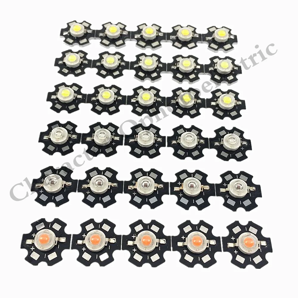 Horké 10pcs/50pcs/100pcs 1W 3W vysoký energie teplý white/cool bělouš /natural white/red/green/blue/royal modrá LED s 20mm hvězda pcb