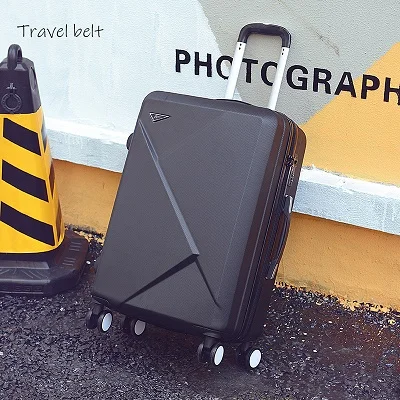Легкий и компактный светильник на колёсиках, наборы для багажа, ABS, студенческие дорожные сумки 20-28 дюймов, чемодан с паролем - Цвет: black