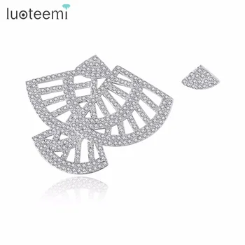 

LUOTEEMI Fashion Trendy Popular Unique Geometric Shape Clear Stud Earrings Copper Cubic Zirconia For Women Girl Party Bijoux