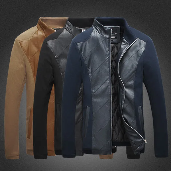 2015 High quality Casual PU Leather jacket Men