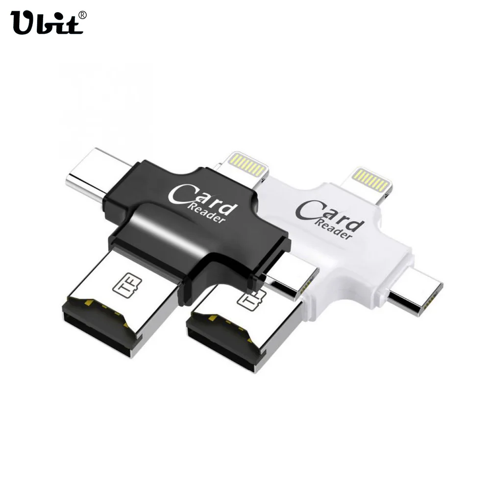 

Ubit 4 in 1 Type-c/Lightning/Micro USB/USB 2.0 Memory Card Reader Converters for Android Ipad/iphone 7 OTG Reader Adapter
