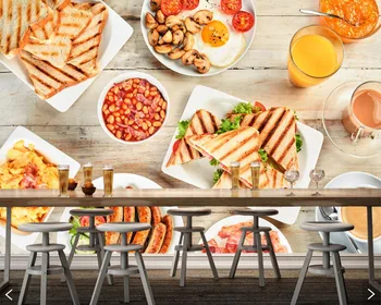 

Papel de parede Juice Sandwich Bread Breakfast Food 3d wallpaper murals for living room kitchen fast food shop restaurant cafe