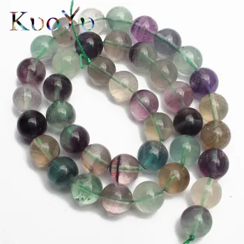 

Natural Colorful Fluorite Round Loose Stone Beads For Jewelry Making 15.5 inches Pick Size 6/8/10/12 mm DIY Bracelets Necklace