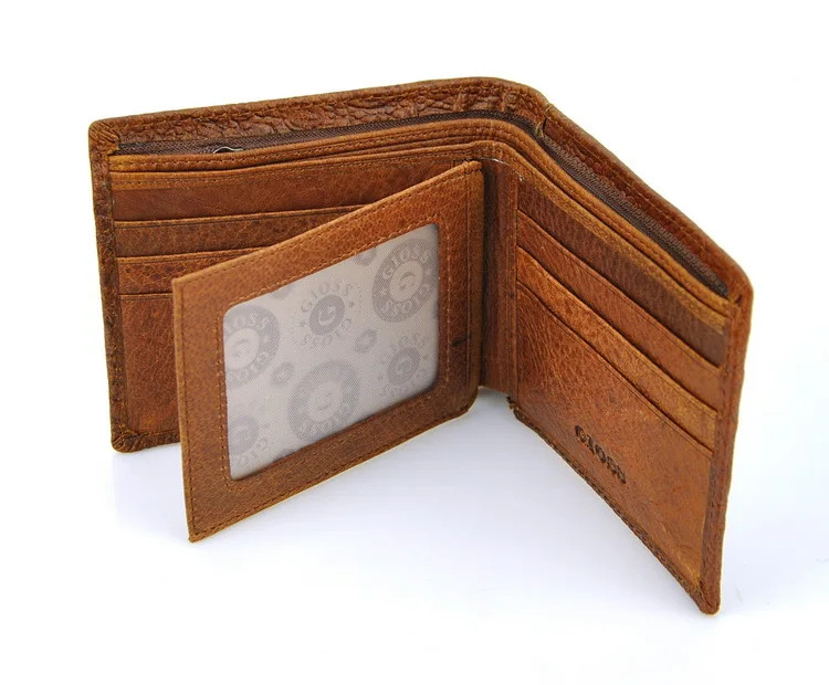 Мужской винтажный короткий кошелек из натуральной кожи под крокодила, Аллигатор, держатель для карт, классический двойной Ретро кошелек для денег, ID Window, тонкий, модный