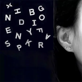 

Canner Mini A-Z Pendientes Mujer Iniciales Letter Earrings Silver 925 Crystal Earrings For Women Fashion Jewelry 2020