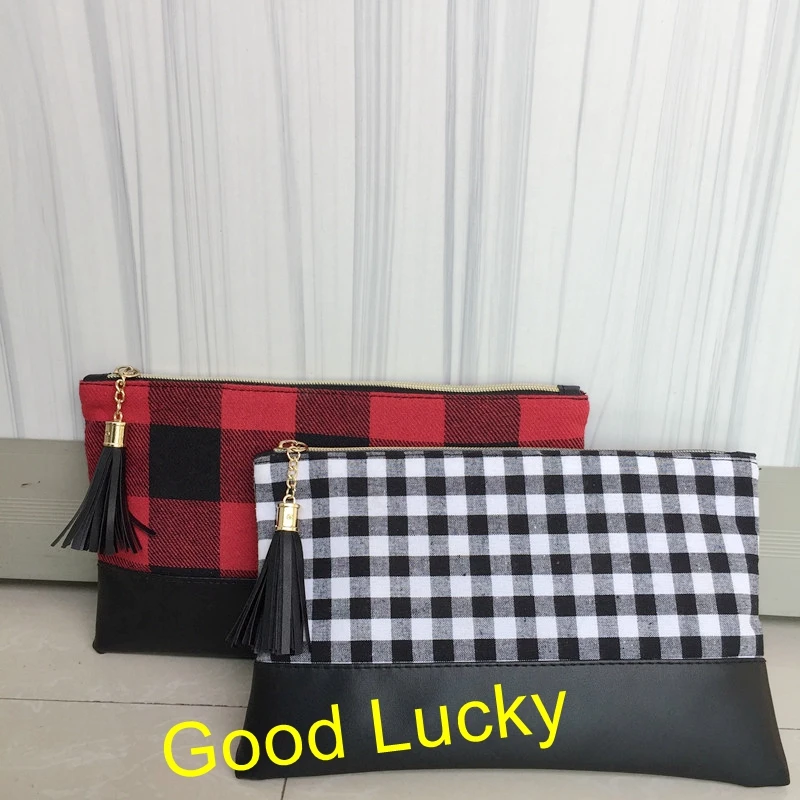 

100pcs/lot Excellent Quality Low Price Hot Selling Simple Fashion Design Cosmetic Bag Plaid Pattern Makeup Bag