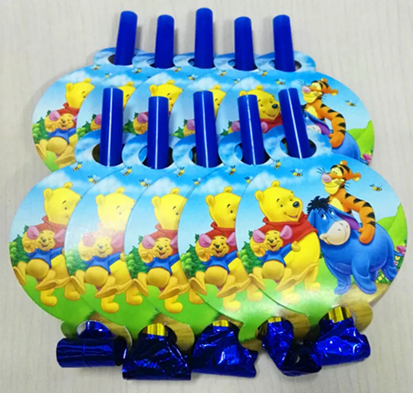 6PCS/LOT WINNIE THE POOH BLOWOUTS KIDS BIRTHDAY PARTY DECORATION WINNIE THE POOH PARTY FAVORS