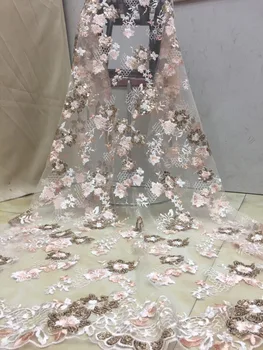 

French Lace Fabric With sequins Embroidery Tulle Lace Fabric For Bridal Dress Sewing Materials