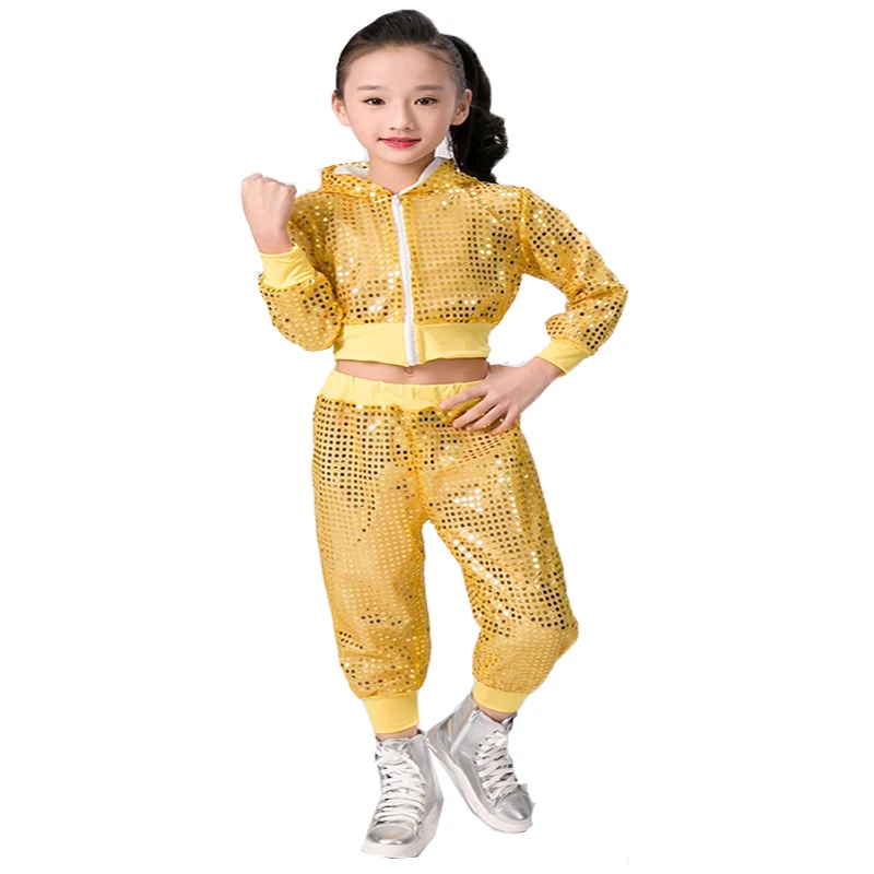 Детский танцевальный костюм джазовая одежда стиль блесток хип-хоп танец джаз дети танцевальные соревнования представление сценическая одежда