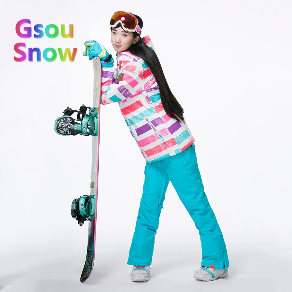 Gsou Sonw Outdoor Sports Winter Women's Skiing Clothing Snowboarding Sets Warmer Ski Jackets Waterproof Ski Pants Suits