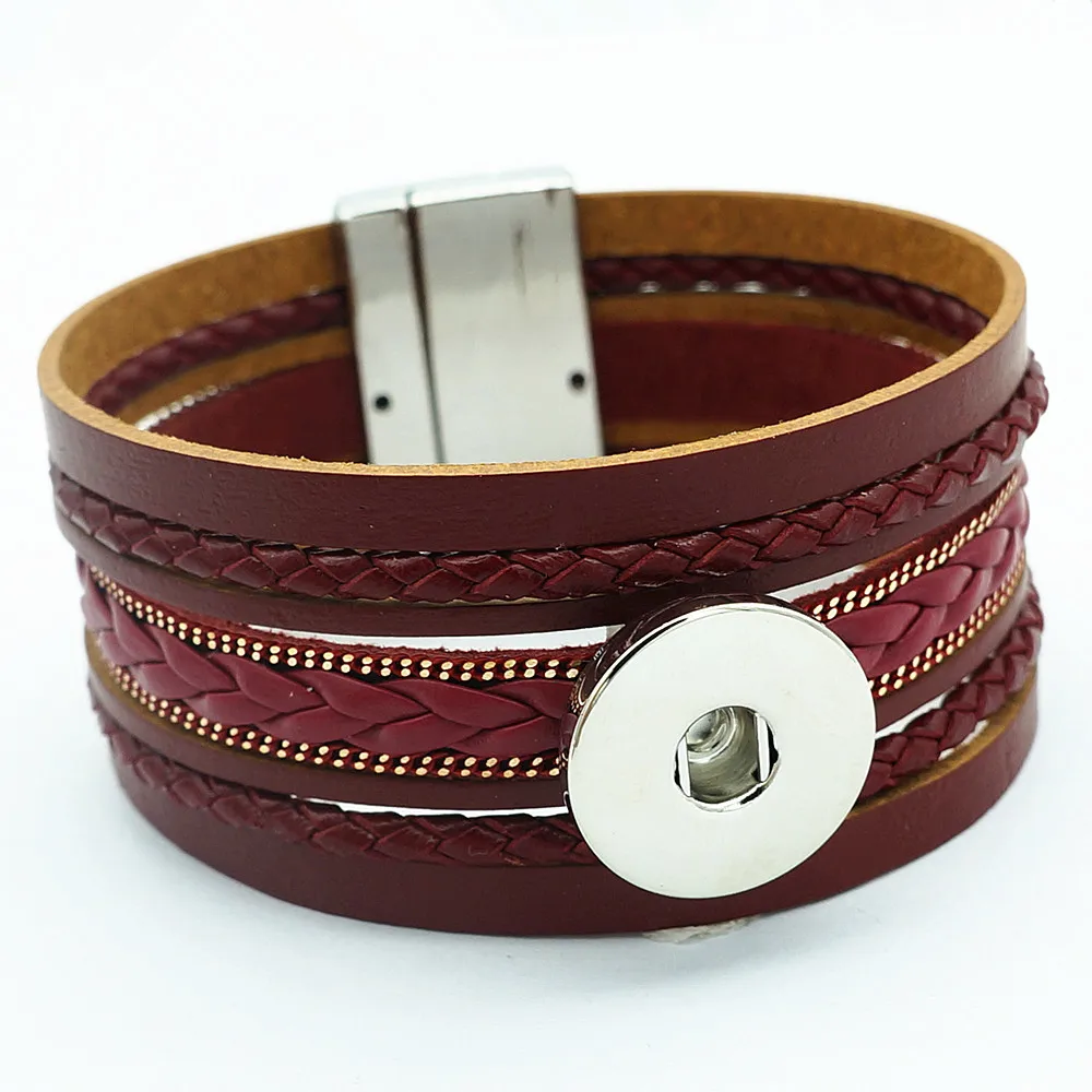 New SE0170 Fashion Real Leather snap bracelet buckle 21CM fit