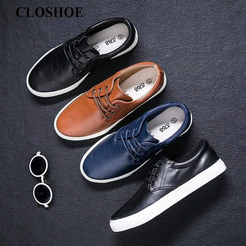 

CLOSHOE Spring Leisure Small Leather Shoes Man Deodorant Tide Shoes England Joker Strap Youth