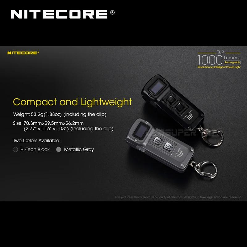Najtaniej New Arrival NITECORE TUP CREE XP L HD V6 LED 1000 Lumenów Rewolucyjna Inteligentny Akumulator Światło Kieszeni
