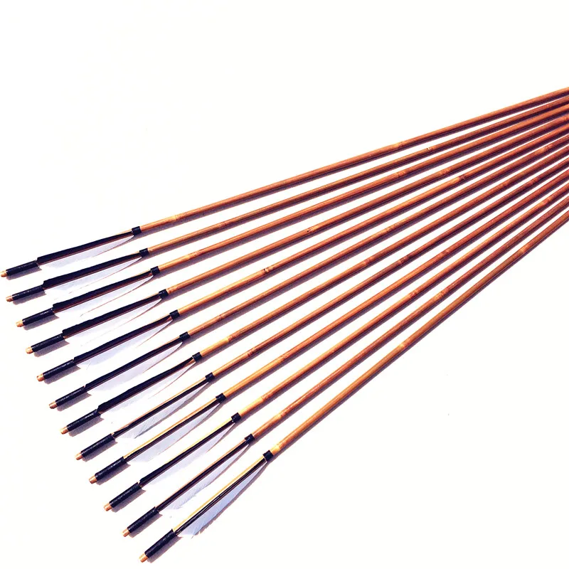 

24pcs 32'' Archery Hunting Handmade Bamboo Arrows Turkey Feather For Longbow Shooting Sports