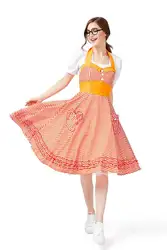 4 цвета оранжевый плед Слинг платье Октоберфест Косплей нарядное платье немецкий Бавария Мюнхен костюм разносчицы пива для женщин летнее