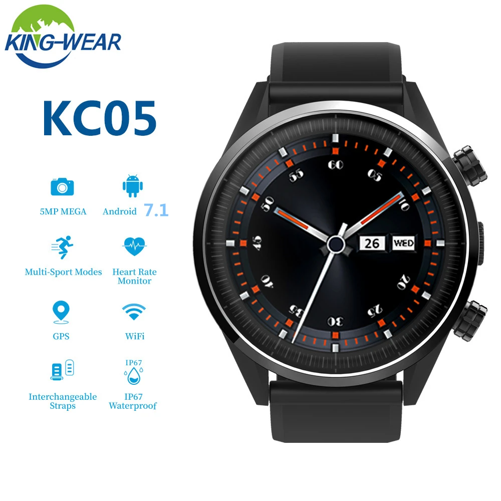 

KC05 Smart Watch Android phone 8MP Camera Heart Rate Waterproof GPS smartwatch men for Samsung gear S3 HUAWEI watch 2 KW88 Z28