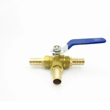 14 мм шланг Барб Трехходовой тройник Тип Т-порт латунный шаровой клапан для воды масла воздуха