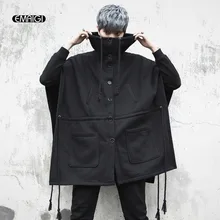 Мужской уличный Свободный плащ в стиле хип-хоп и панк с капюшоном, мужской модный Повседневный плащ, Мужская бархатная куртка