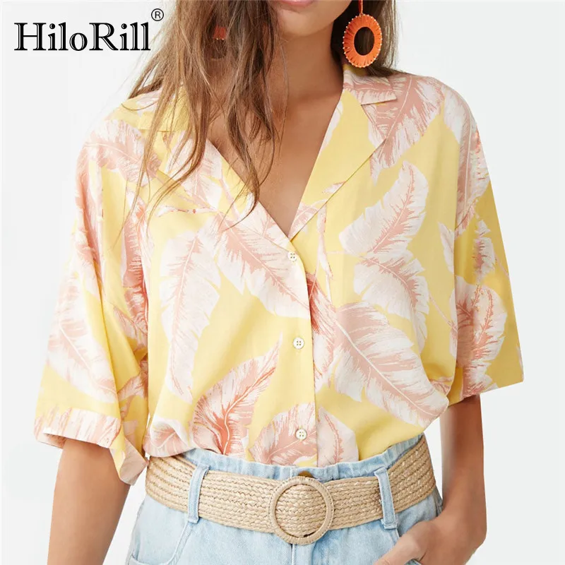 

Chiffon Blouse 2019 Floral Print Beach Style Summer Women Blouses Turn Down Collar Office Shirt Plus Size Ladies Tops Blusas 3XL
