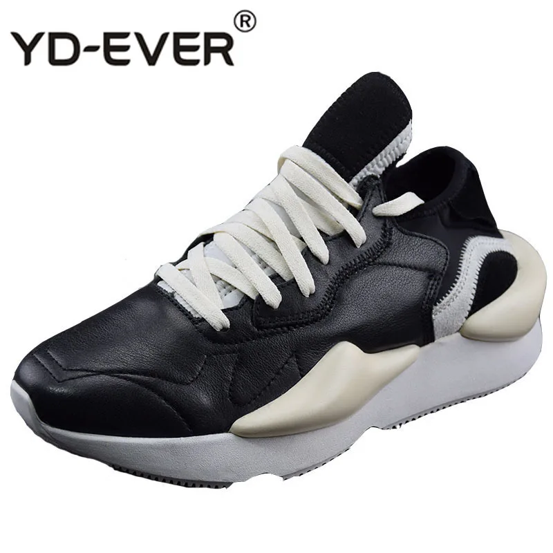

Luxury White Yellow High Quality Walking Trainers Men Real Leather Black Creepers Fashion Shoes Brand Famous Platform Sneakers