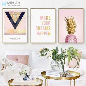 

Minimalist Abstract Pink Gold Fruits Banana Posters Prints Nordic Style Living Room Wall Art Pictures Home Decor Canvas Painting
