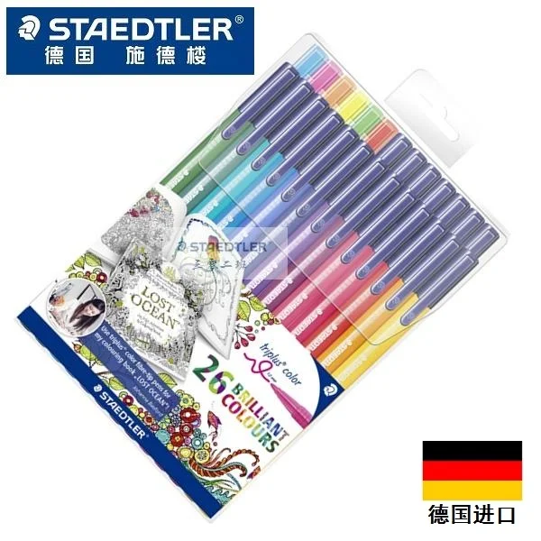 Ассорти 26 цветов Staedtler Triplus Fiber-Tip color ing 1,0 мм ручка 323 TB26JB для взрослых Johanna Basford взрослый color ing Edition