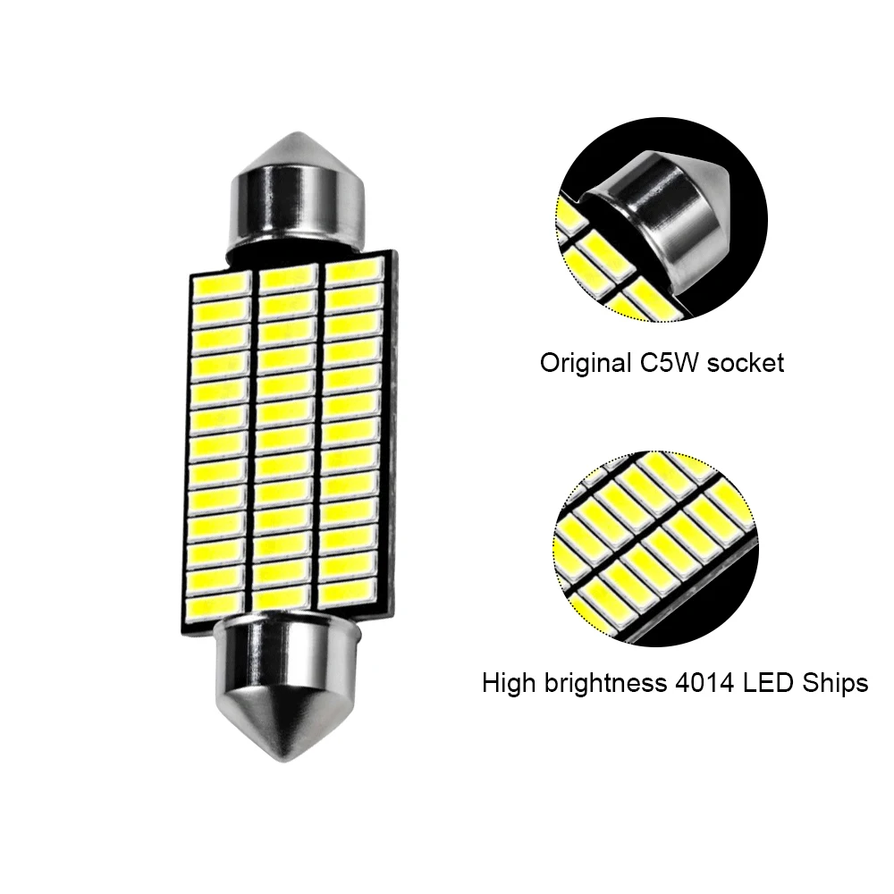 1 шт. C5W светодиодный внутренний светильник гирлянда светильник 31 мм 36 мм/39 мм/41 мм C10W Автомобильный светодиодный 4014 SMD 24/30/36/39 светодиодный s Doom настольная лампа светильник 12V