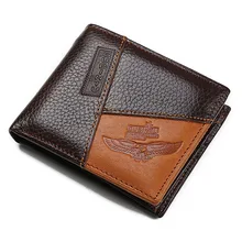 Nueva llegada de Marca Corta de Los Hombres carpeta con bolso de la moneda titular de la tarjeta de cuero Genuino del hombre monedero de piel de bolsillo con cremallera interior