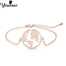 Yiustar золотой розовый мир глобальная нержавеющая сталь оригами карта браслеты туры геометрический браслет для женщин девушек ювелирные изделия подарок