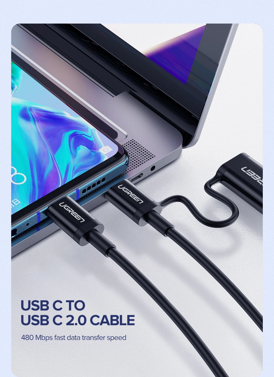 Ugreen USB C к usb type C кабель для samsung Galaxy S9 S8 PD60W Быстрая зарядка кабель для Macbook Pro iPad Pro USB-C шнур зарядного устройства