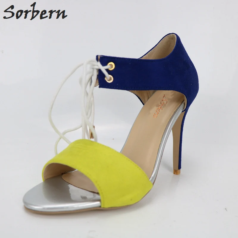 Sorbern Yellow Blue Women Sandals High 