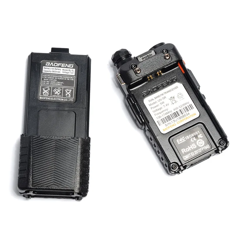 Baofeng UV-5R 3800mAh Портативная рация 5 Вт Двухдиапазонная рация UHF 400-520MHz VHF 136-174MHz UV 5R двухсторонняя портативная рация