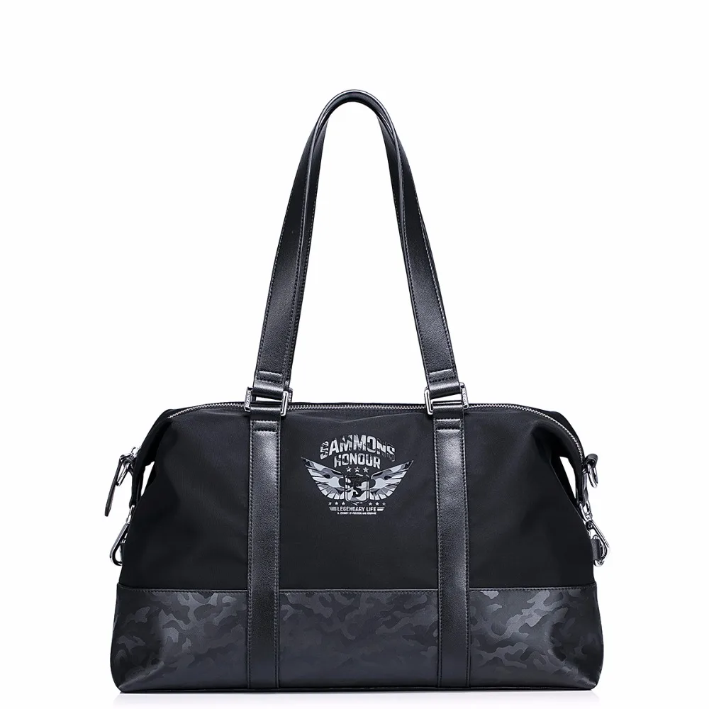

Hot Medal Printing Waterproof Nylon With PU Leather Casual Men Handbag Shoulder Crossbody Travel Bags Top-handle bags Weekender