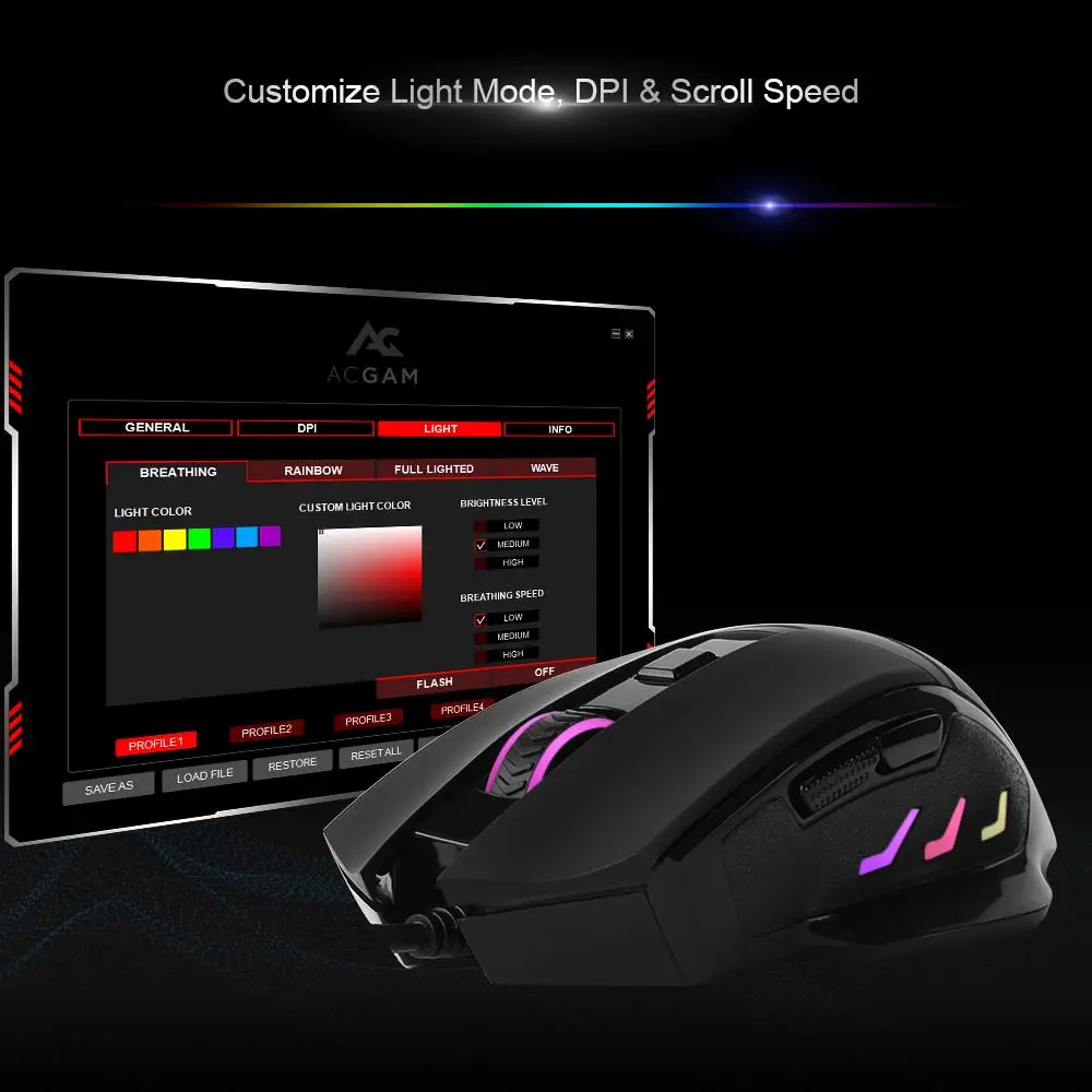 Acgam G402 USB проводной игровой Мышь PMW3325 чип RGB подсветкой 10000 Точек на дюйм OMRON