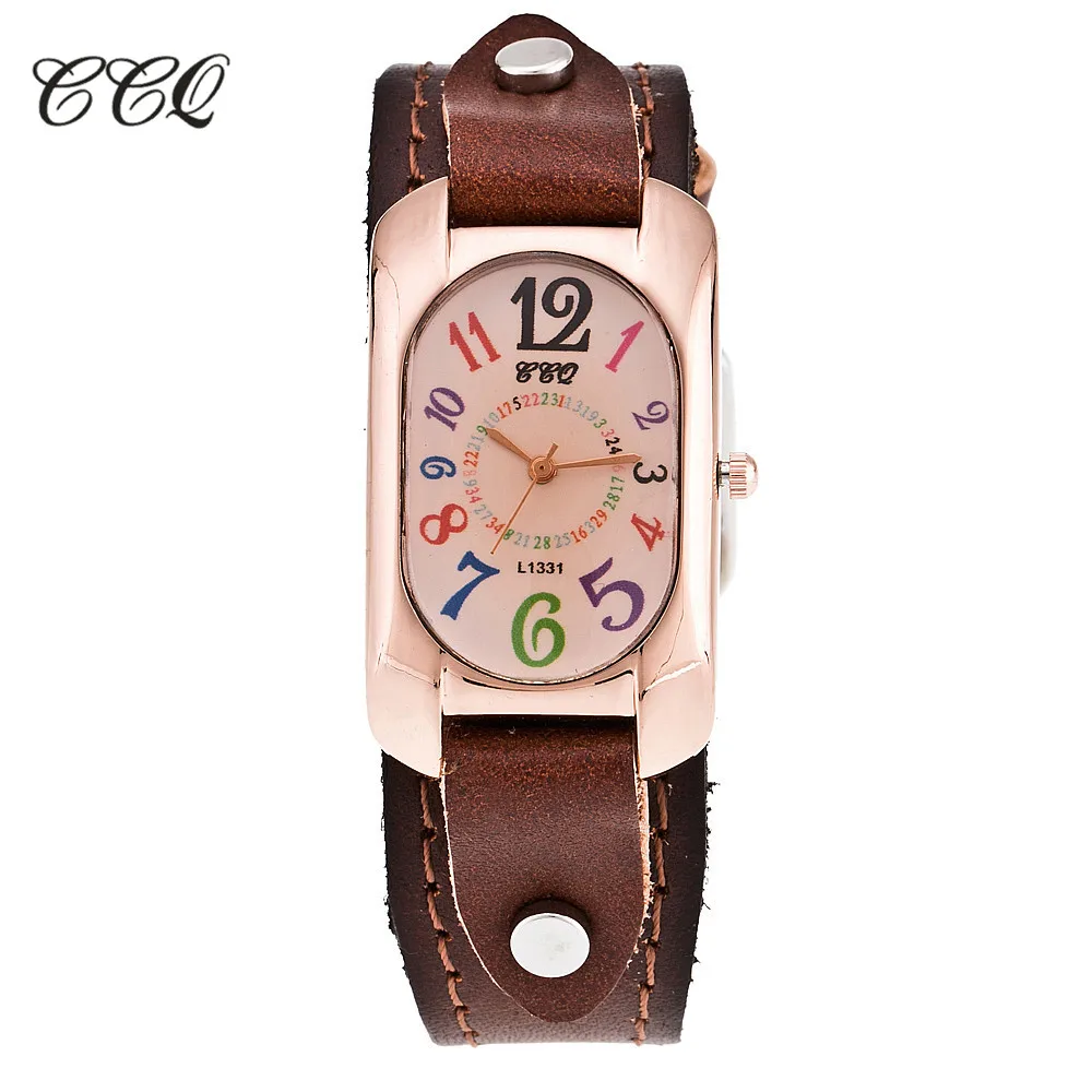 

CCQ Luxury Brand Vintage Genuine Leather Strap Watch Women Fashion Analog Female Dress Casual Quartz Watch Wristwatch Reloj C03
