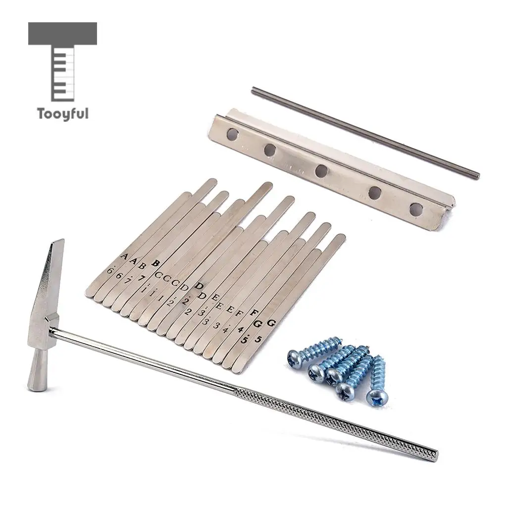 Tooyful 1 Set DIY 17 Note Kalimba Thumb Piano Steel Keys with Tuning Hammer African Musical Instrument Parts