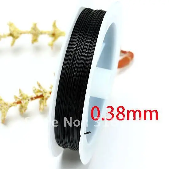 

Wholesale 1 Rolls Black Steel Beading Wire Cord 0.38mm 80M/Roll (w00442)