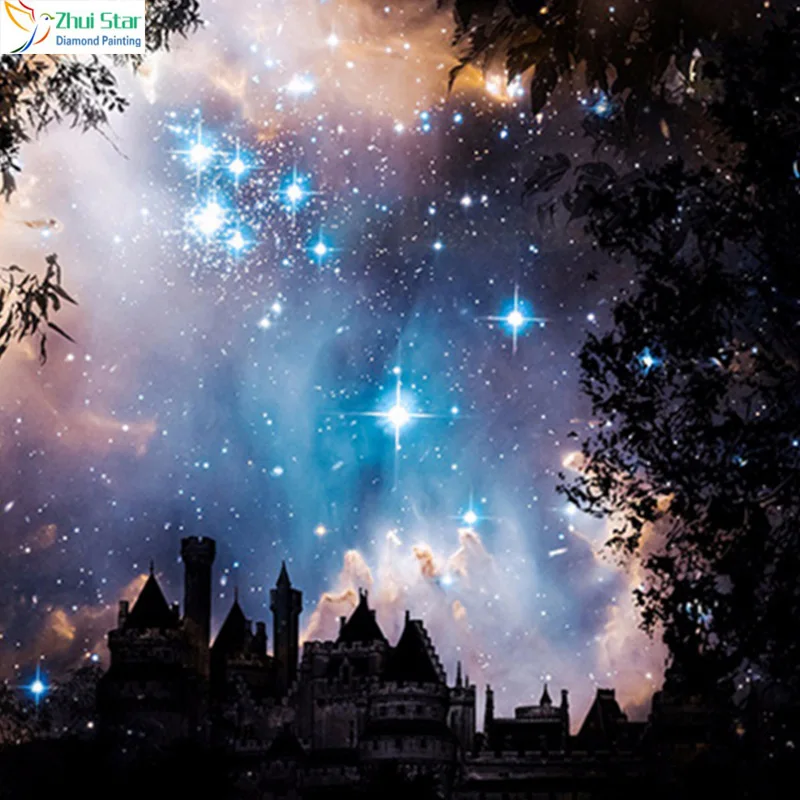 Romantic Stars Sky Diamond Paintings Cross Stitch Wall Art Decor 5D Embroidery Diamond Mosaic Resin Drills Paste Kids Rome Decor 