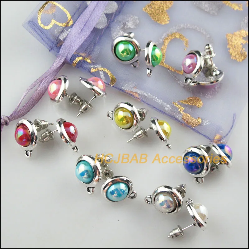16 Round Mixed Acrylic Findings Wire Earrings Hooks Tibetan Silver 11.5x14.5mm 16 Round Mixed Acrylic Findings Wire Earrings Hooks Tibetan Silver 11.5x14.5mm