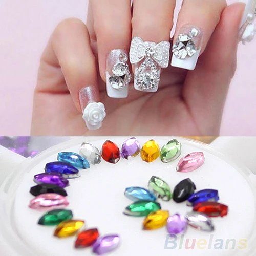 

Multicolor Oval 3D Glitters Studs DIY Decoration Nail Art Tips Stickers Wheel 4BUR