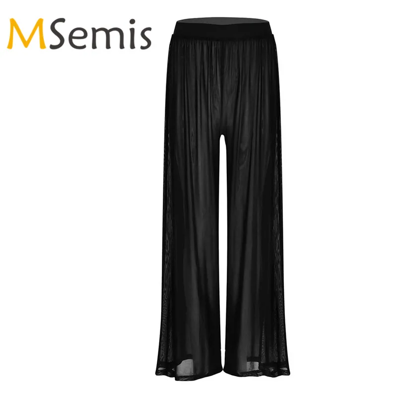 

Women's Swimsuit See Through Swimwear Long Pants Cover Up Swimming Suit Bikini Bottom Beachwear Casual Loose Mesh Flare Cover Up