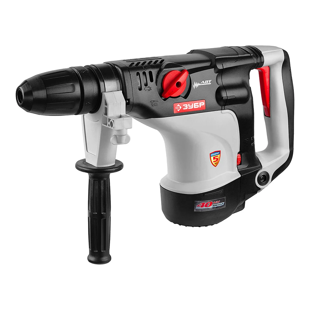 Перфоратор электрический ЗУБР ЗПМ-40-1100 ЭК (Мощность 1100 Вт, энергия удара 12 Дж, скорость вращения 500 об/мин, частота ударов 2800 уд/мин, антивибрационная система, кейс)